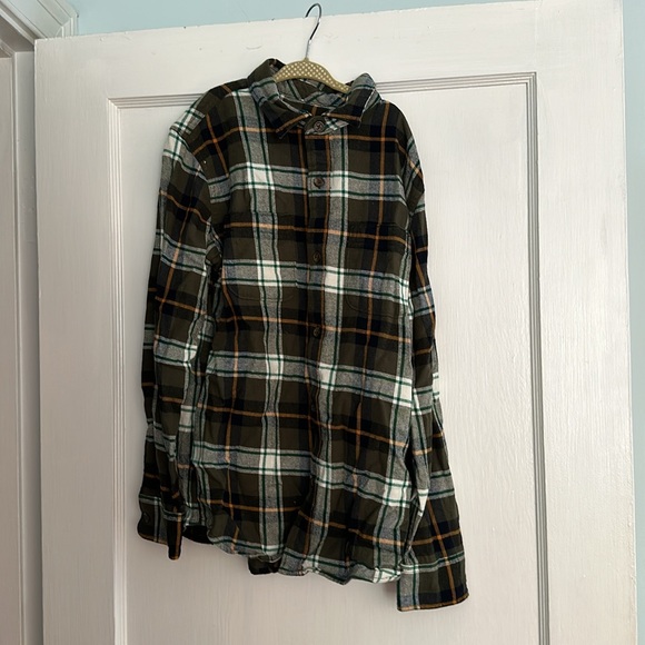 Gap and Old Navy Flannels size 10-12, green flannel, orange flannel - Picture 5 of 8